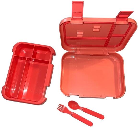 Your Zone Kids Pink Bento Box Plastic Lunch Container 4 Compartment - Picture 2 of 15